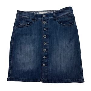 Blue Epic High Rise Denim Mini Skirt Women’s 6 Blue Button Front Y2K